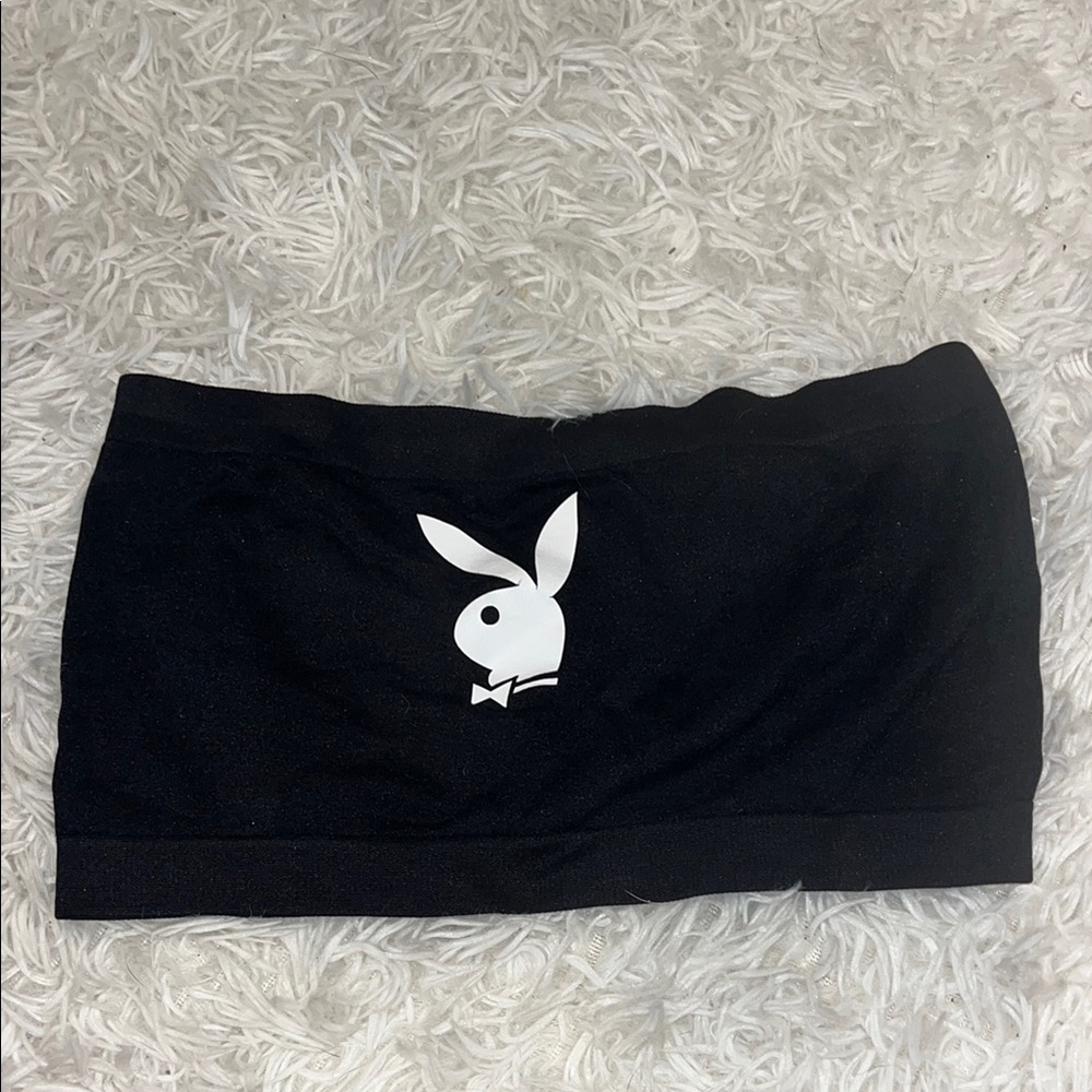 Playboy Black Tube Top with Iconic Logo